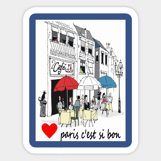 Romantic Paris print Sticker by Old Paris prints